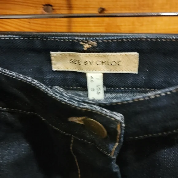 SEE BY CHLOE Dark Blue Denim Skirt US 8 Made In Italy GUC - Picture 14 of 16